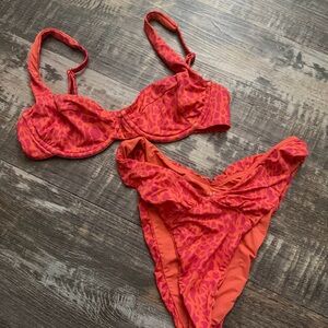 PacSun Vibrant Red Animal Print Bikini